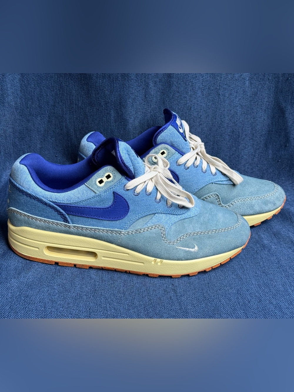2022 Nike Air Max 1 Dirty Denim Mineral Slate Blue Men's Size 10 - Picture 6 of 9